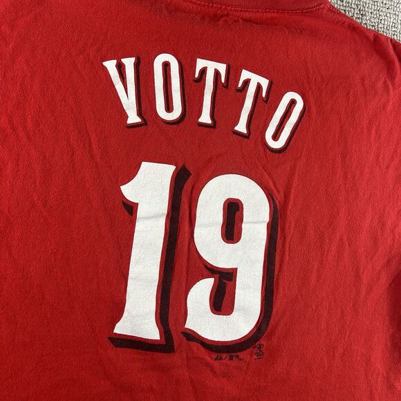 Cincinnati Reds Joey Votto Graphic Shirt Men’s XL Majestic Helmet Jersey Y2K - Picture 12 of 13